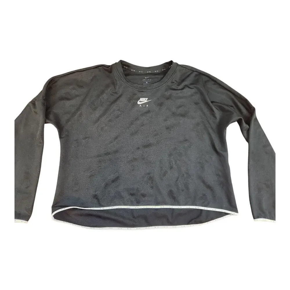 Nike Air womens sz1X long sleeve crop running training black white allover print